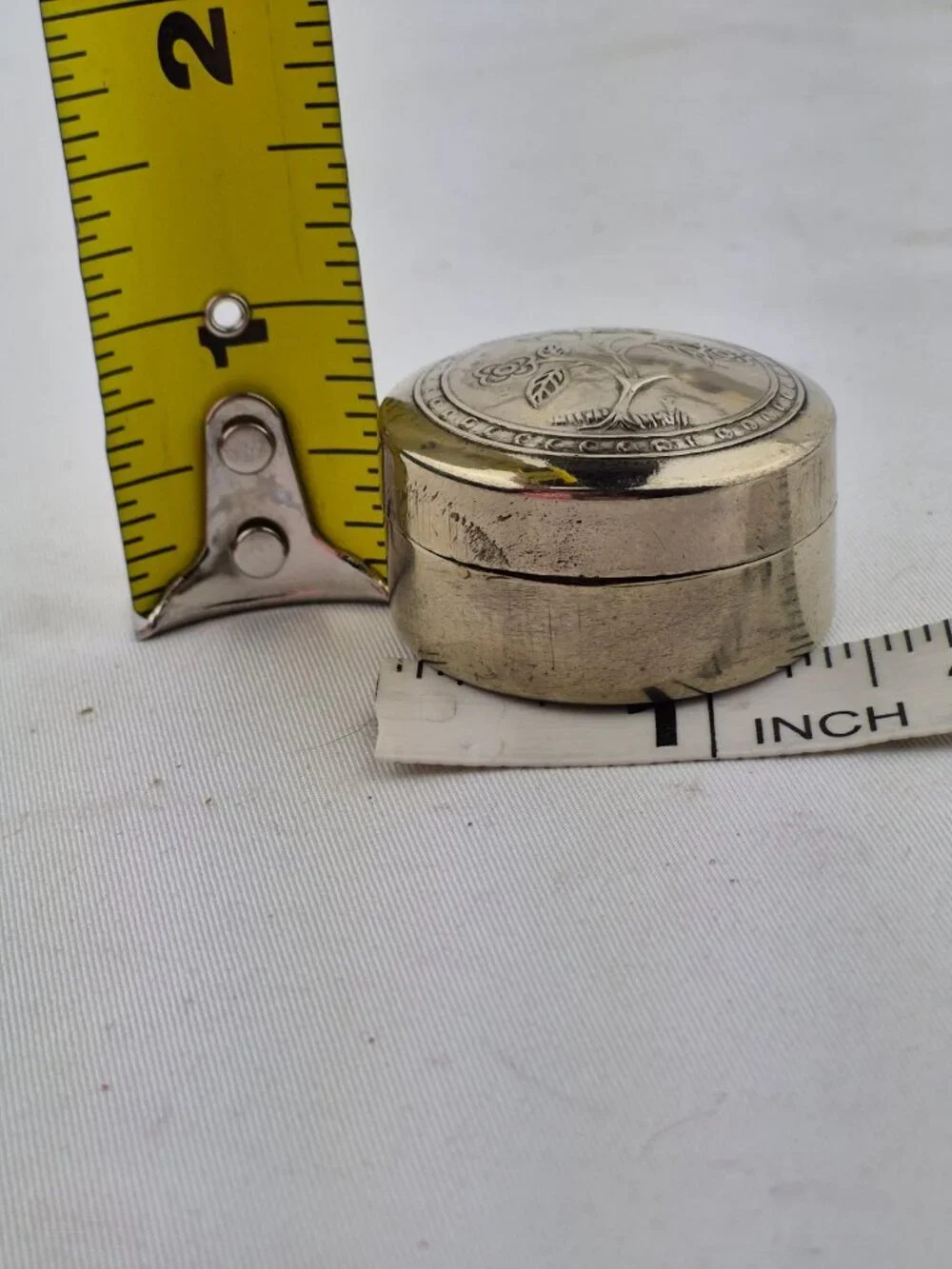 Vintage Brass Thailand Pill Box vintage silver